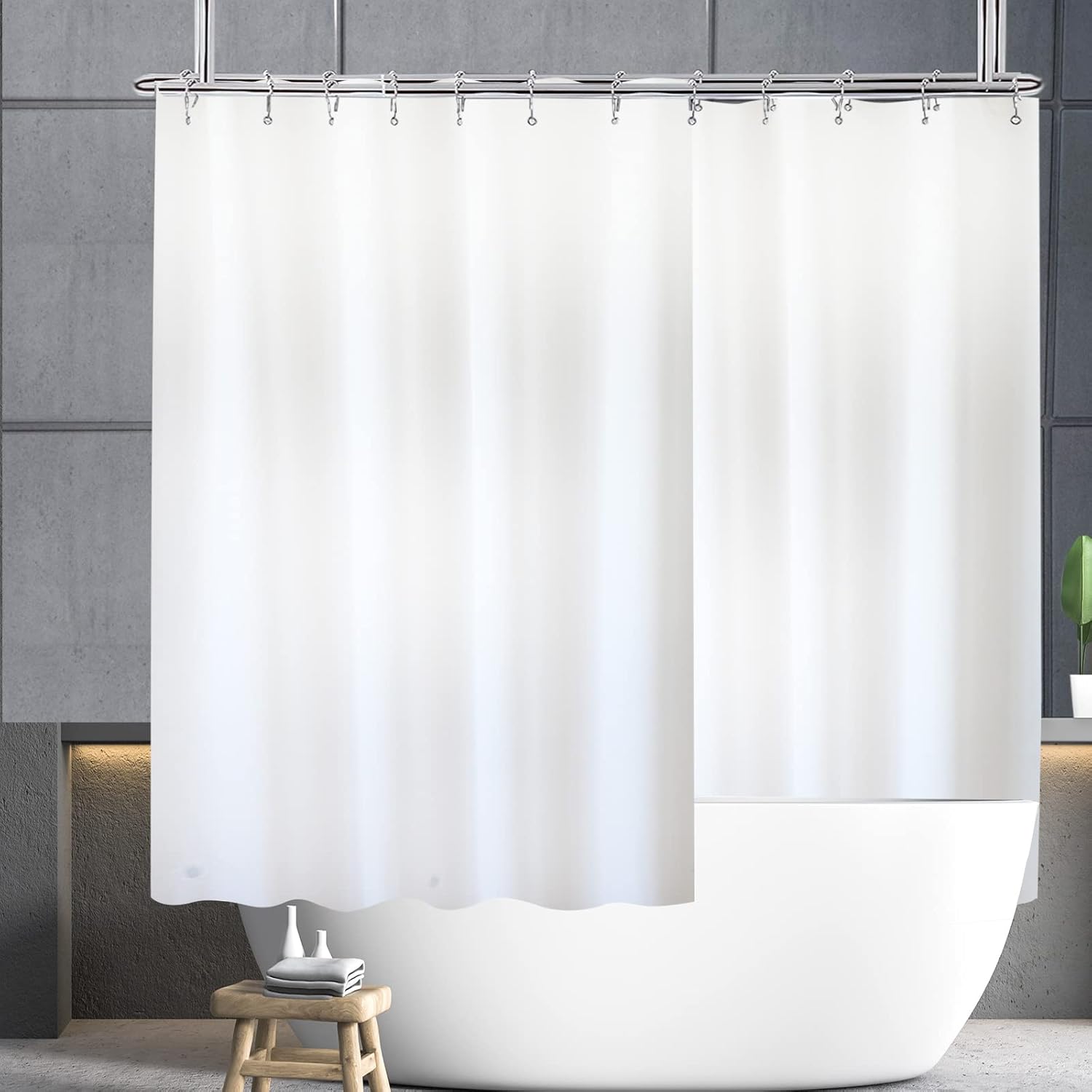 YISURE White PEVA Shower Curtain Liner for Clawfoot Tub