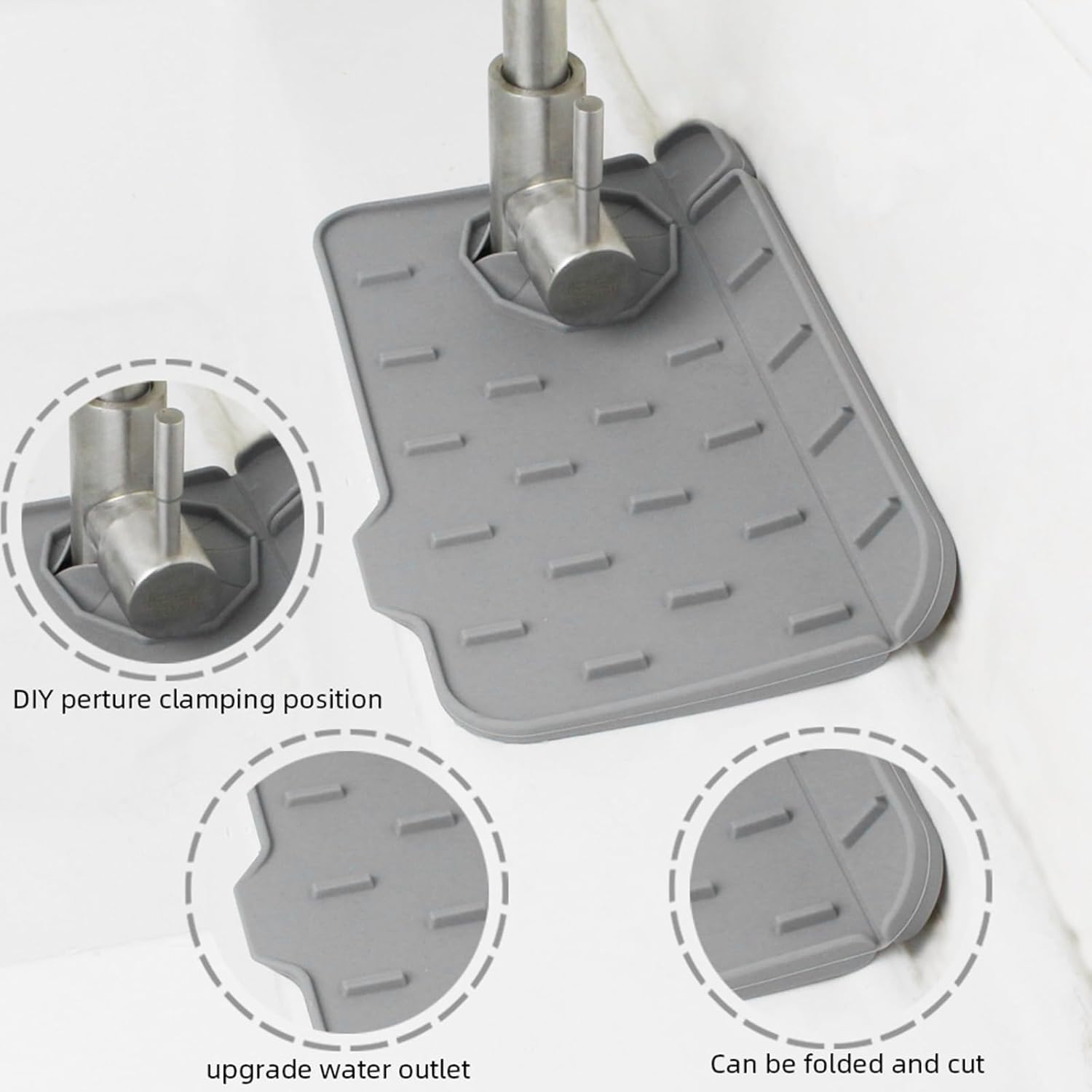 Silicone Sink Splash Guard with Soap Dish and Drip Holder