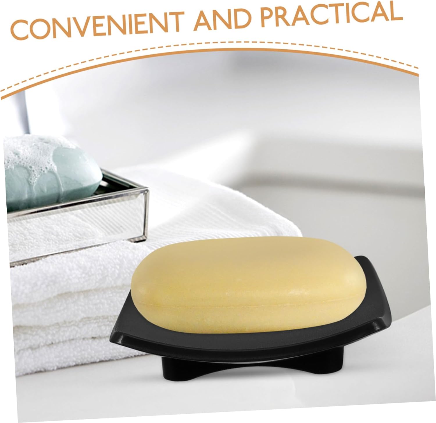 HOOTNEE Curved Soap Dish Multi-Function Drainer for Bathroom Countertop