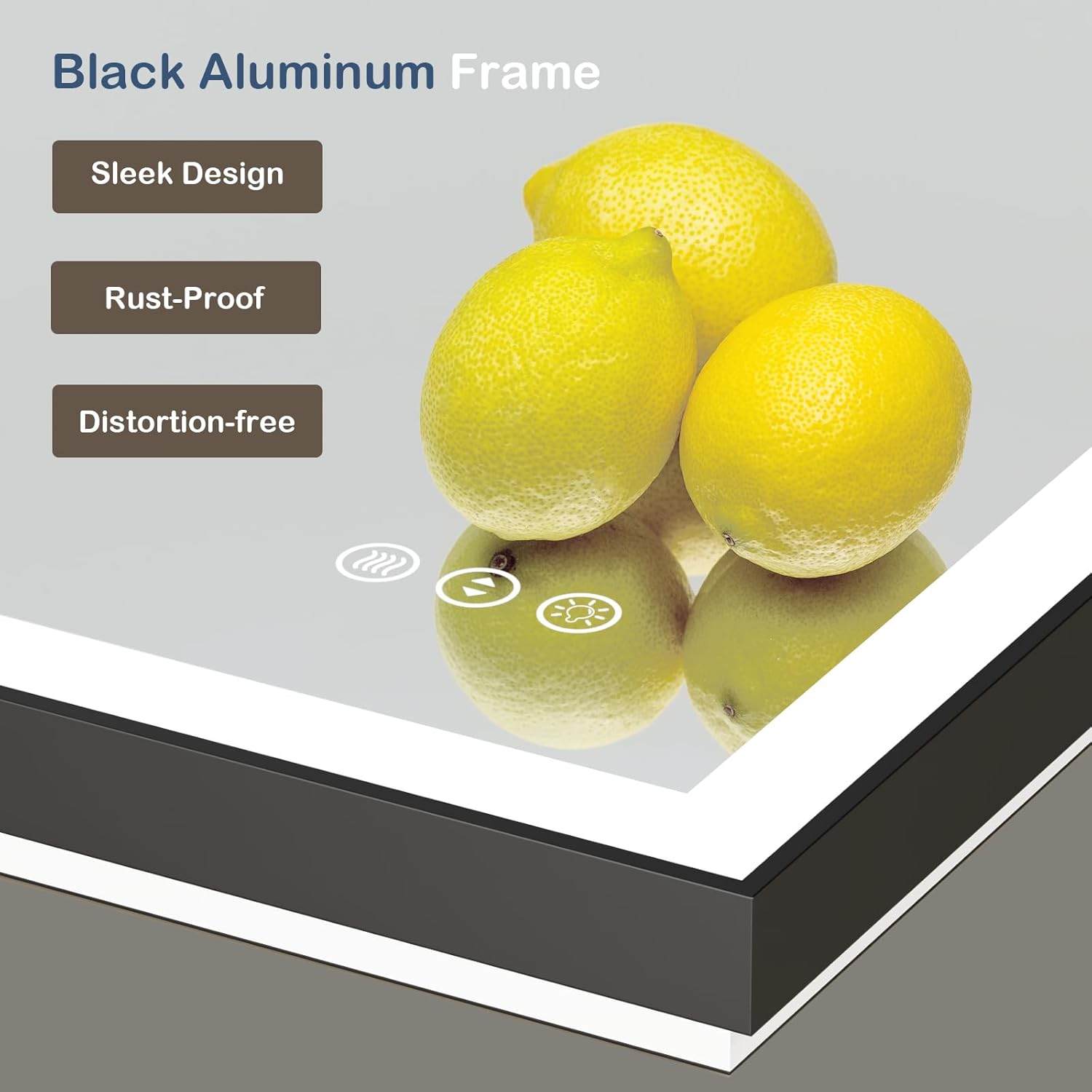 40x32 Inch LED Bathroom Mirror with Black Frame