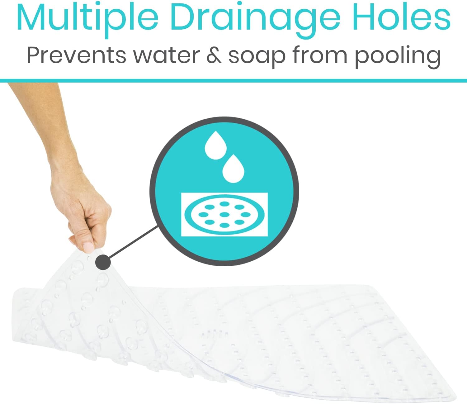 Vive Non-Slip Square Shower Mat with Suction Cups