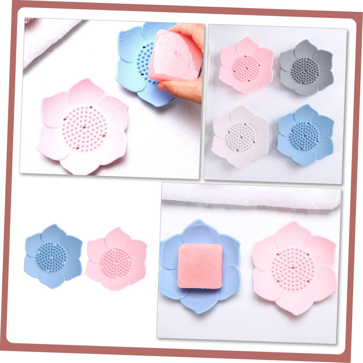 2PCS Silicone Soap Holders with Drainage Design