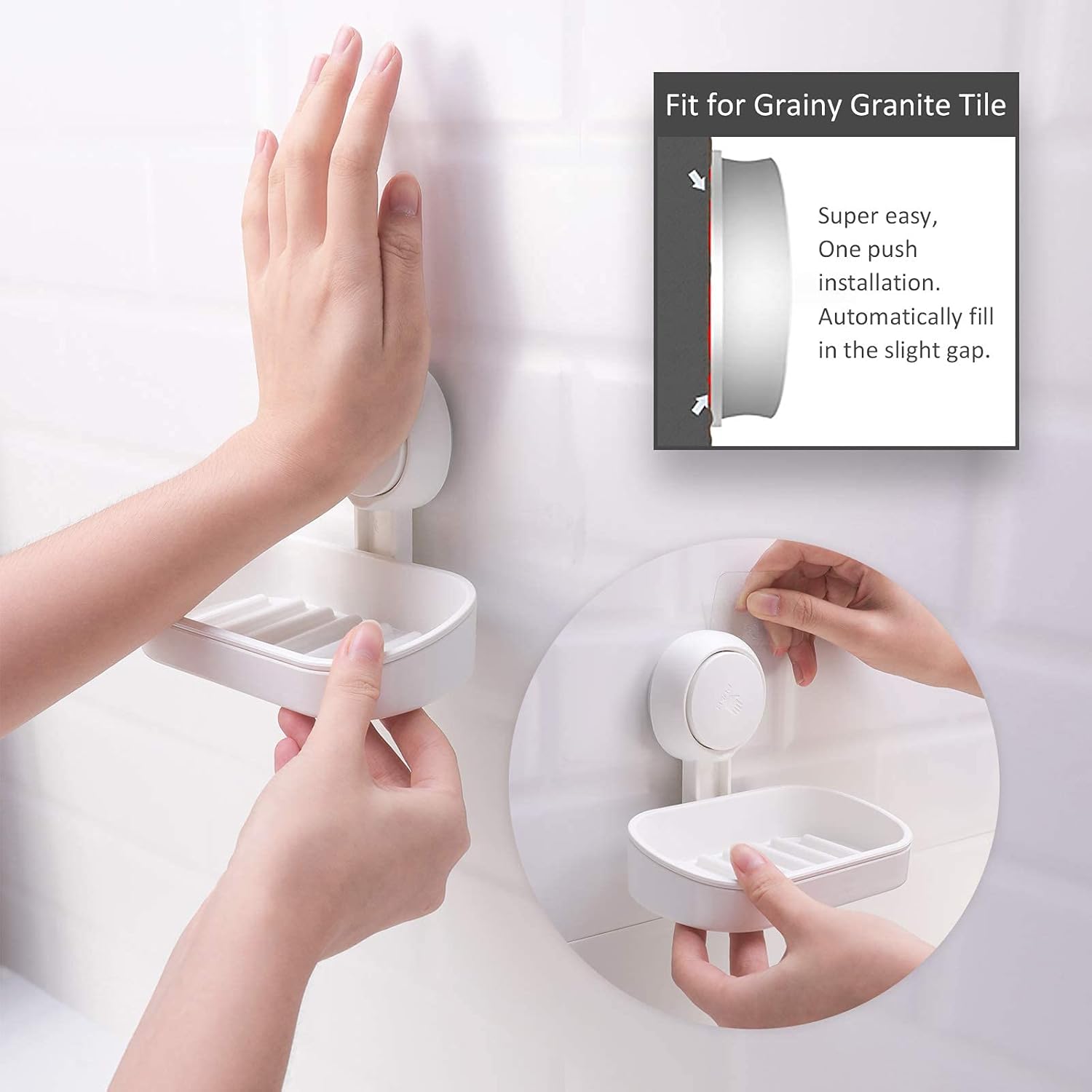 LEVERLOC Suction Cup Soap Dish Holder for Shower Wall