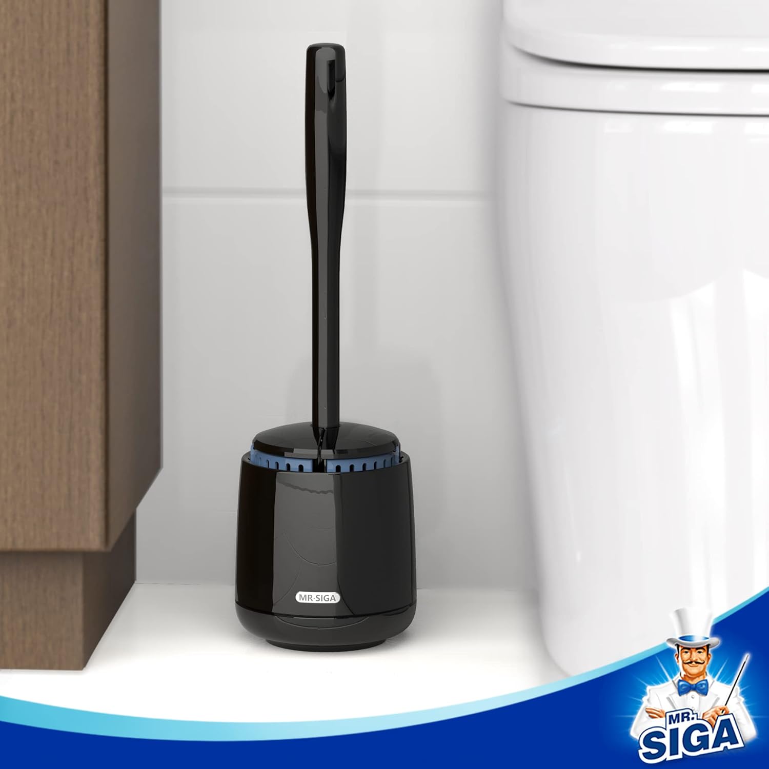 MRSIGA Toilet Bowl Brush and Holder Premium Black 1 Pack