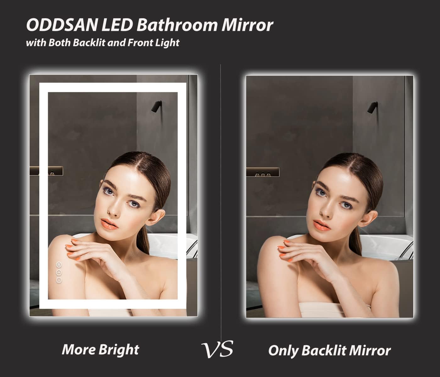 ODDSAN 40x32 Smart LED Bathroom Mirror with Anti-Fog