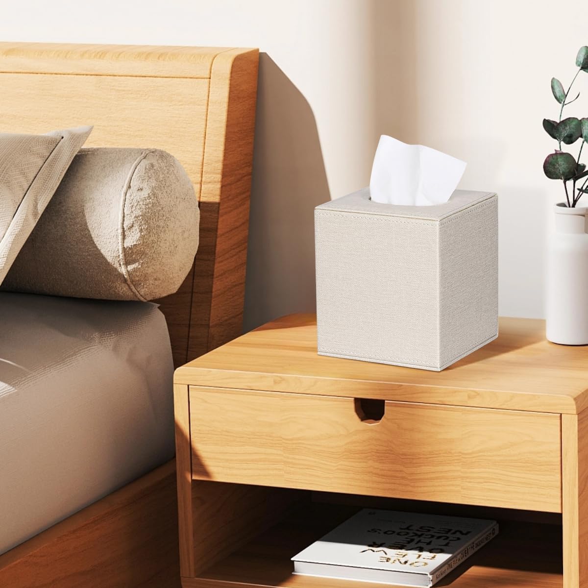 ArcaGuru Tissue Box Cover with Magnetic Closure - Beige