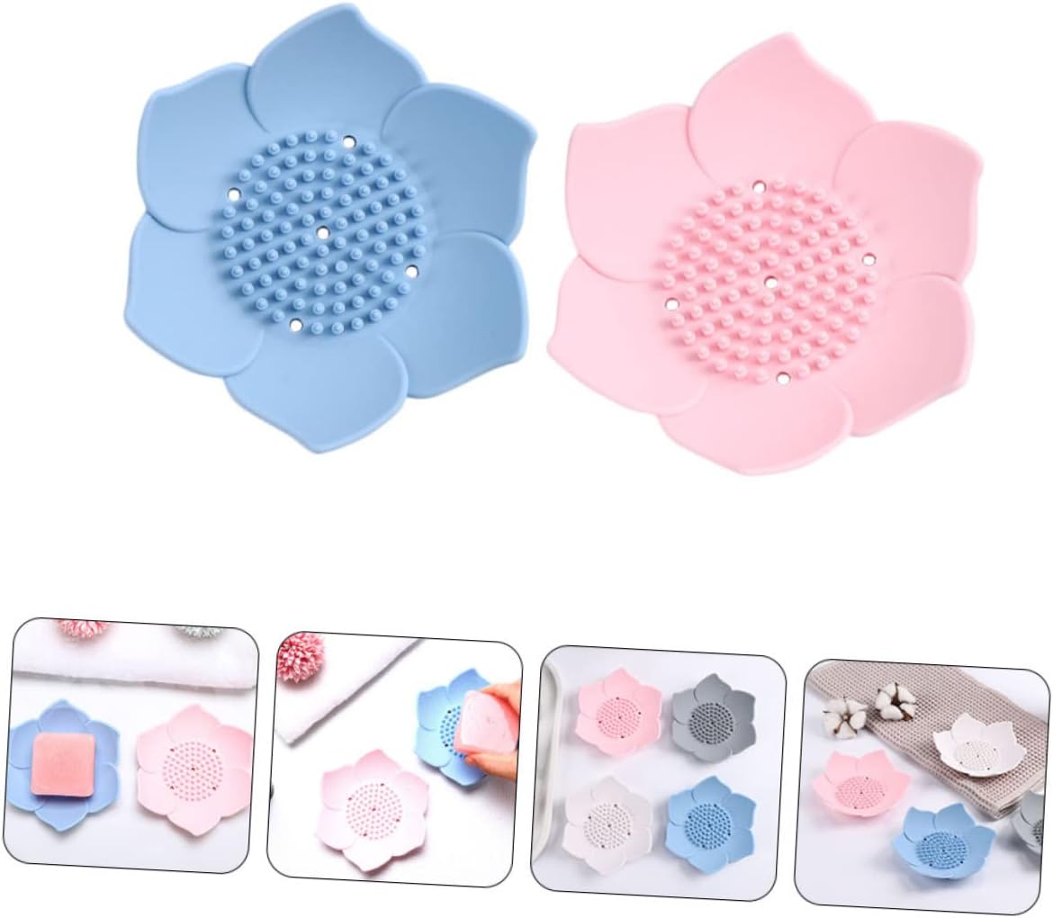 2PCS Silicone Soap Holders with Drainage Design
