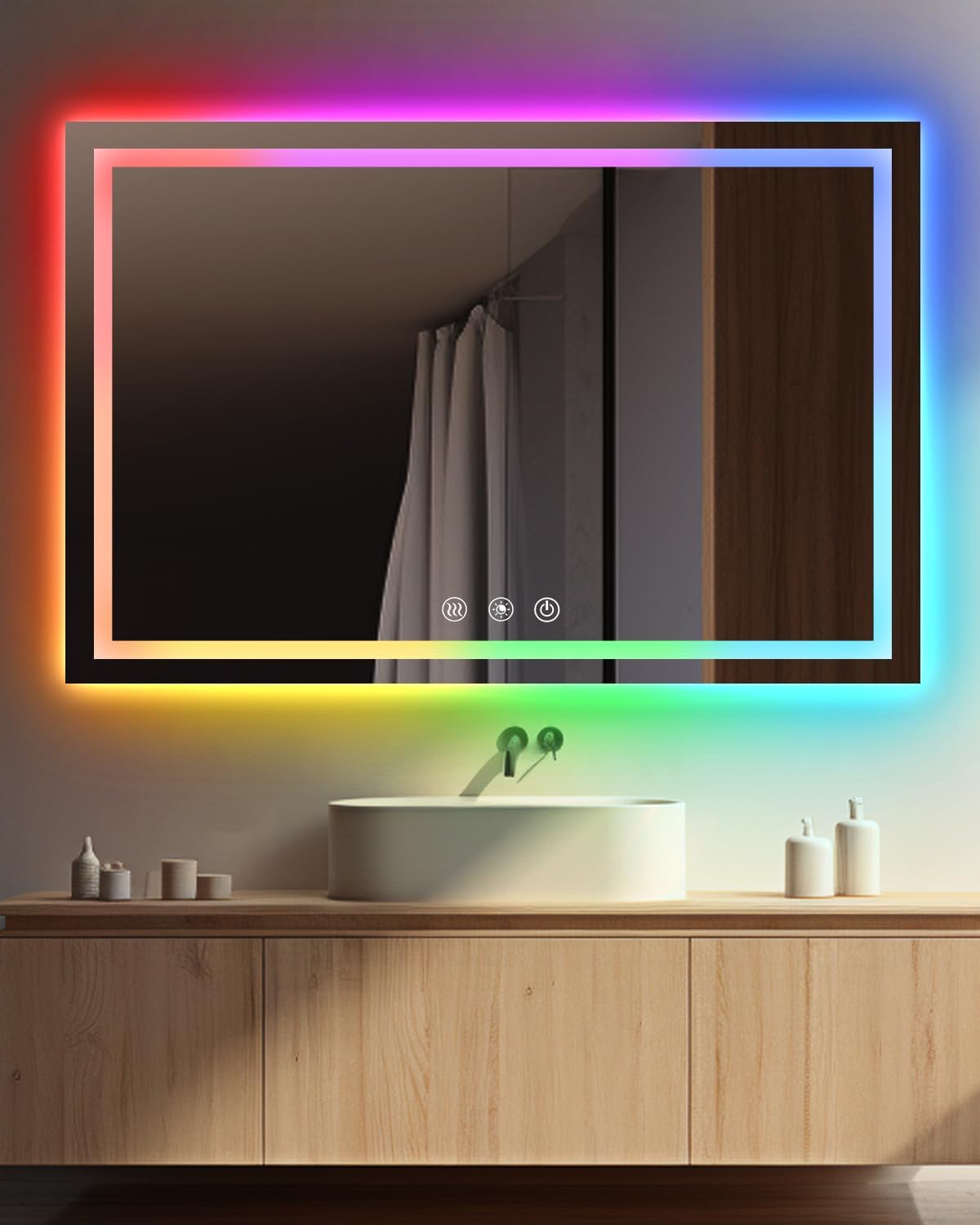 Oneup 55x36 Inch RGB LED Bathroom Mirror with Lights 1