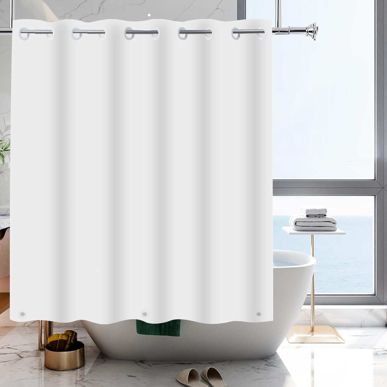 YISURE No Hook Shower Curtain Liner 72x74 Inches