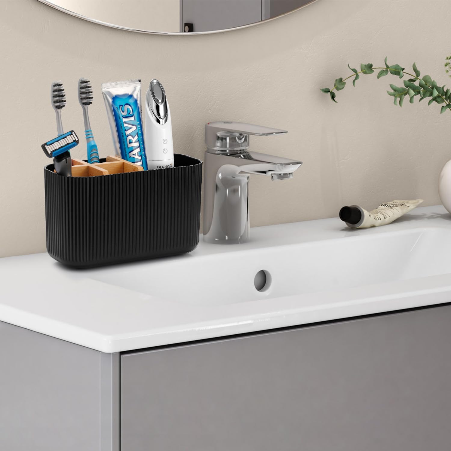 GFWARE Black Toothbrush Holder Organizer