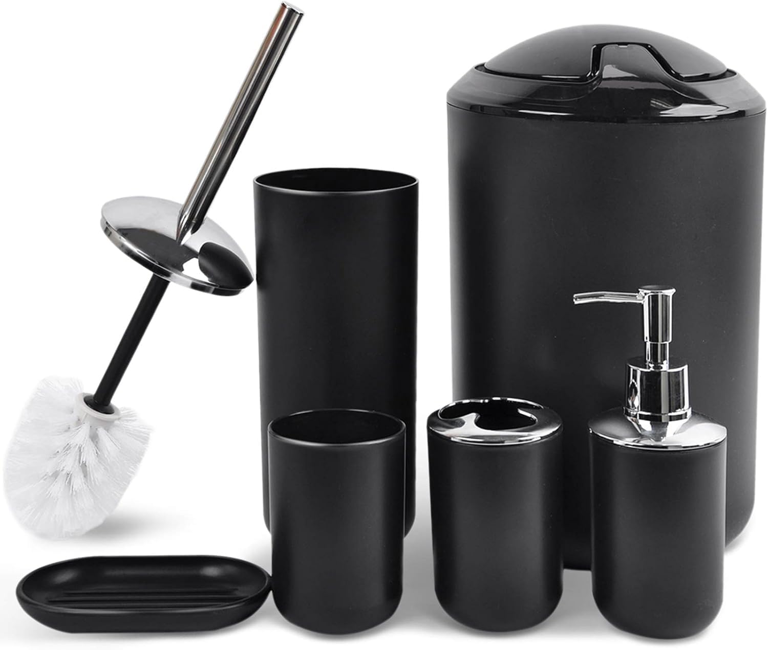 CERBIOR 6 Piece Bathroom Accessory Set Shiny Black