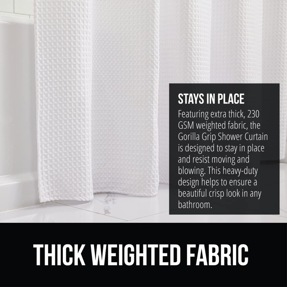 Gorilla Grip Toilet Lid Cover and Waffle Shower Curtain 2-Pack