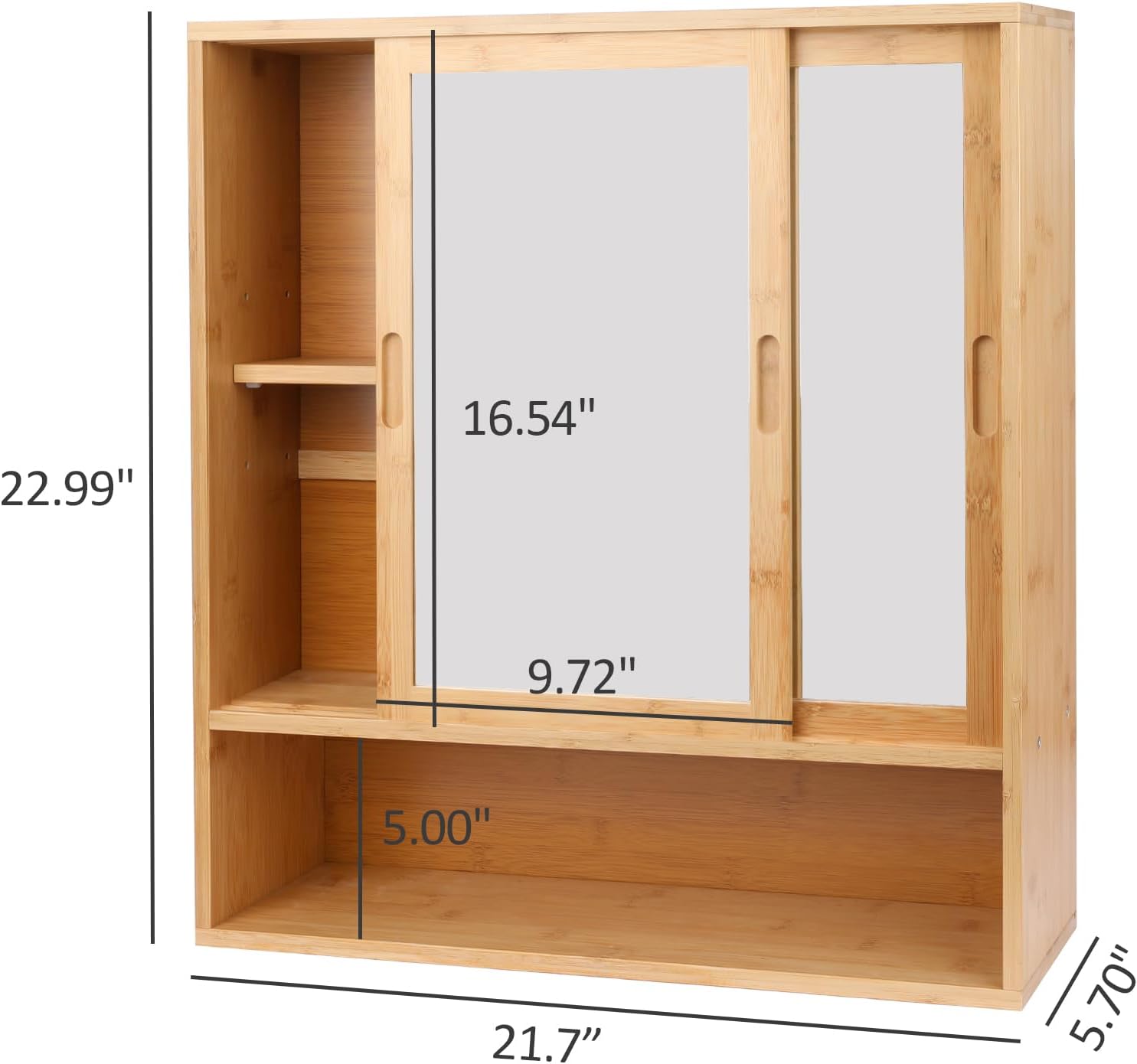 ZYBT Bamboo Medicine Cabinet with Mirror and 2 Sliding Doors