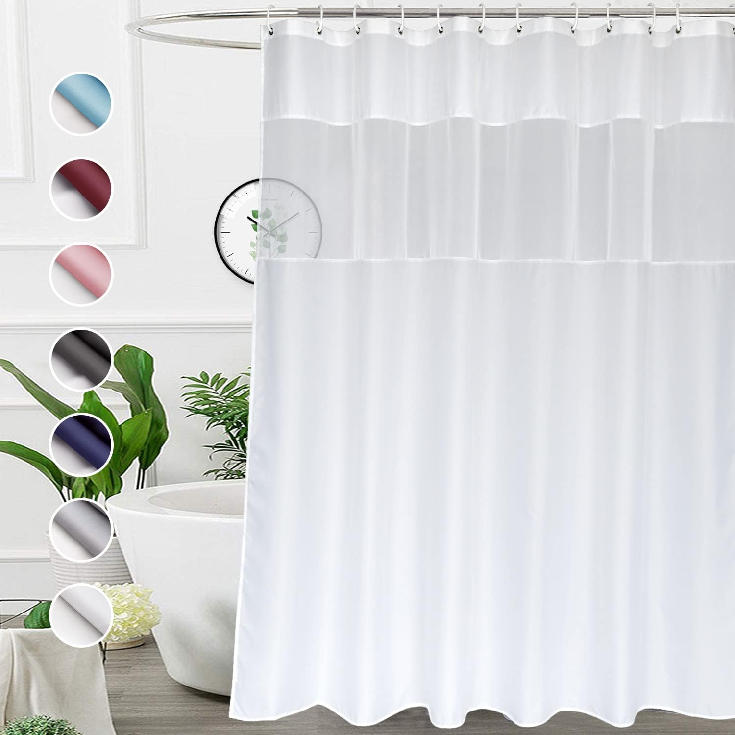 UFRIDAY 72x72inch White Mesh Shower Curtain
