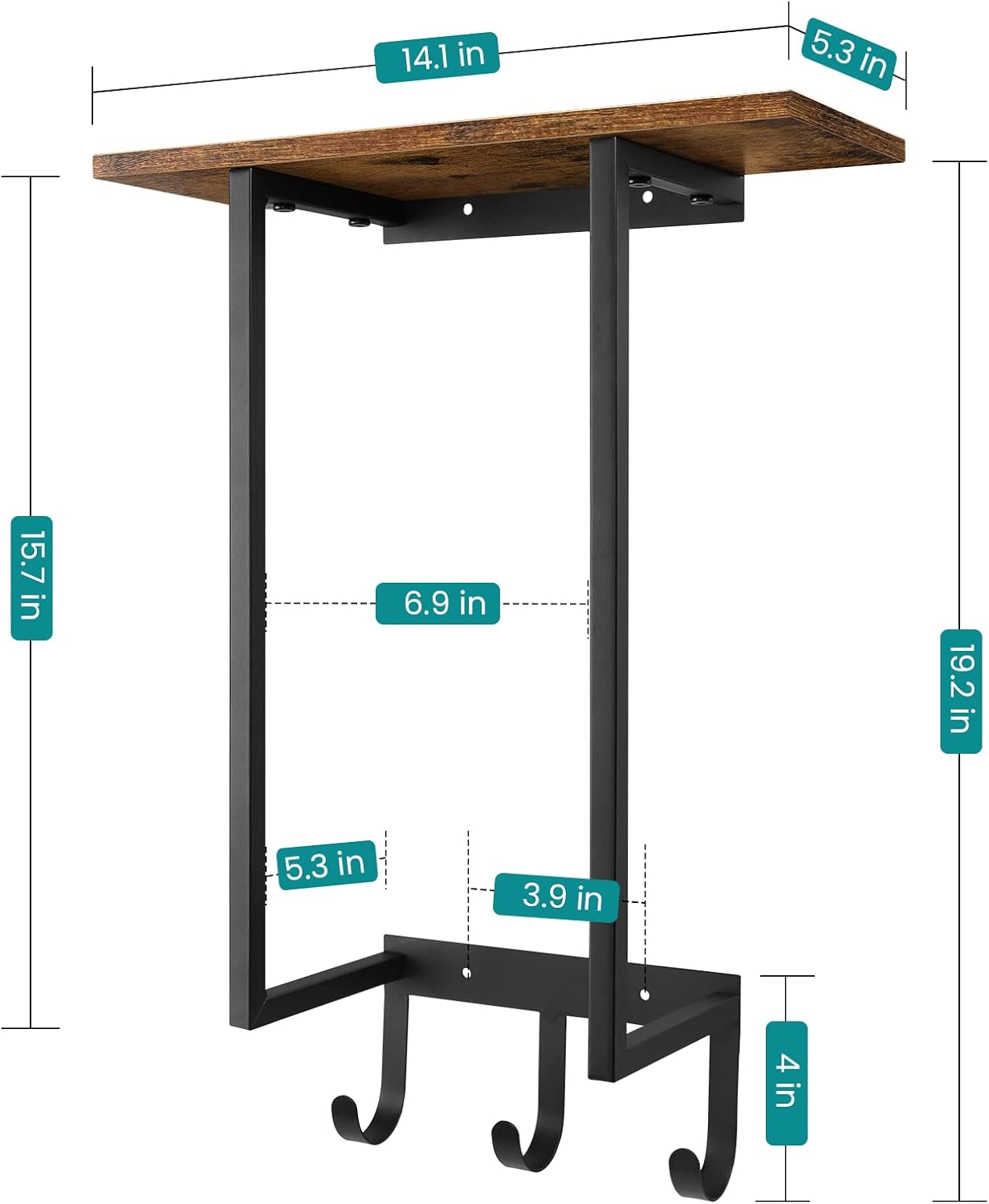 ELITEROO Towel Rack with Shelf and 3 Hooks