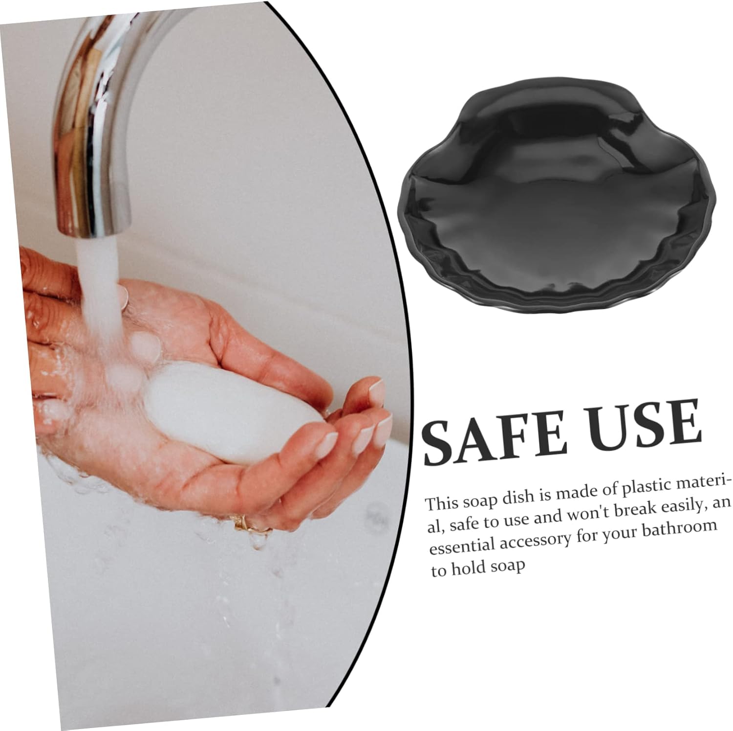 WESIEVYA Black Seashell Soap Holder for Bathroom