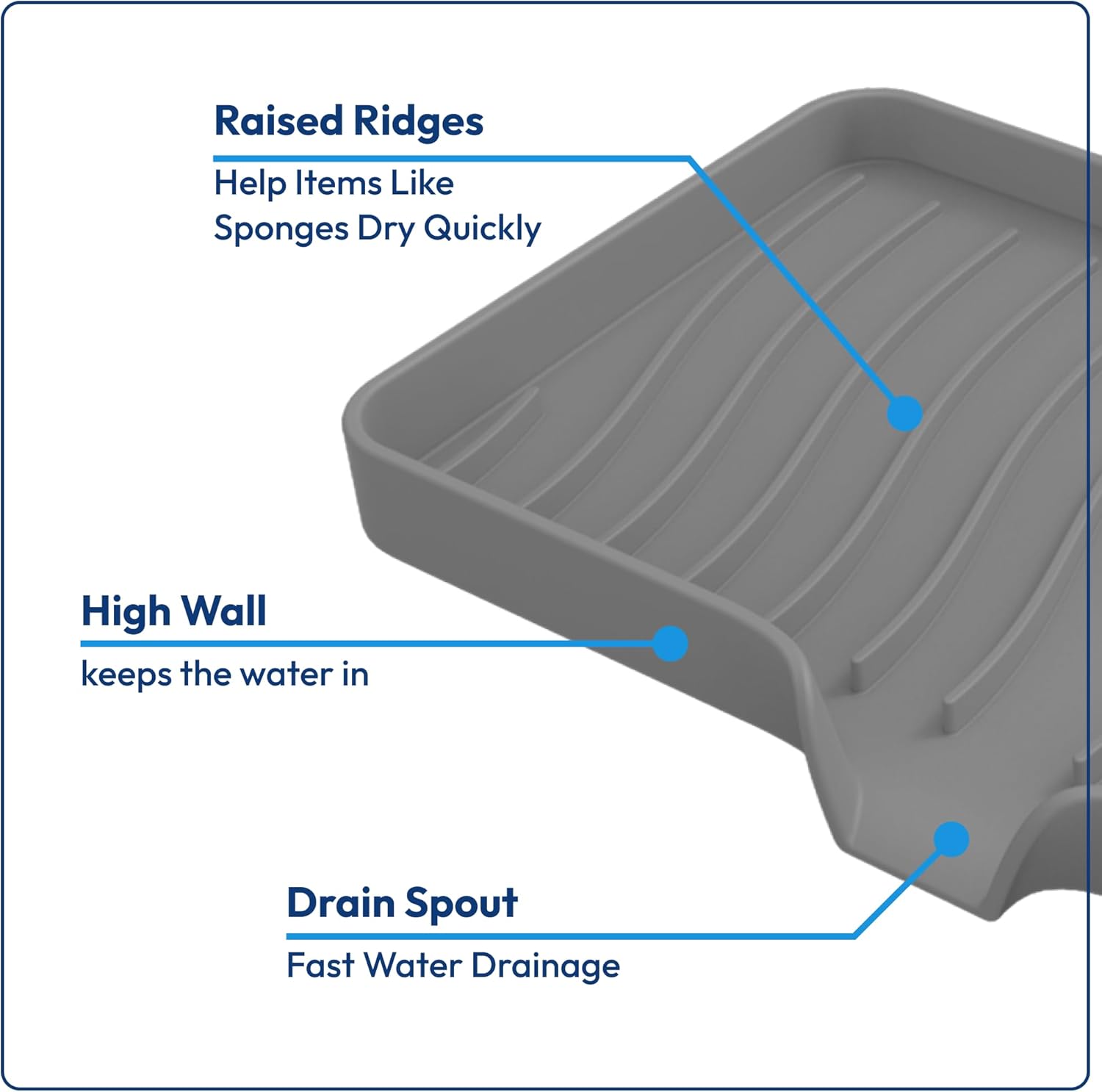 Rymss Large Silicone Soap Dish with Drain Spout
