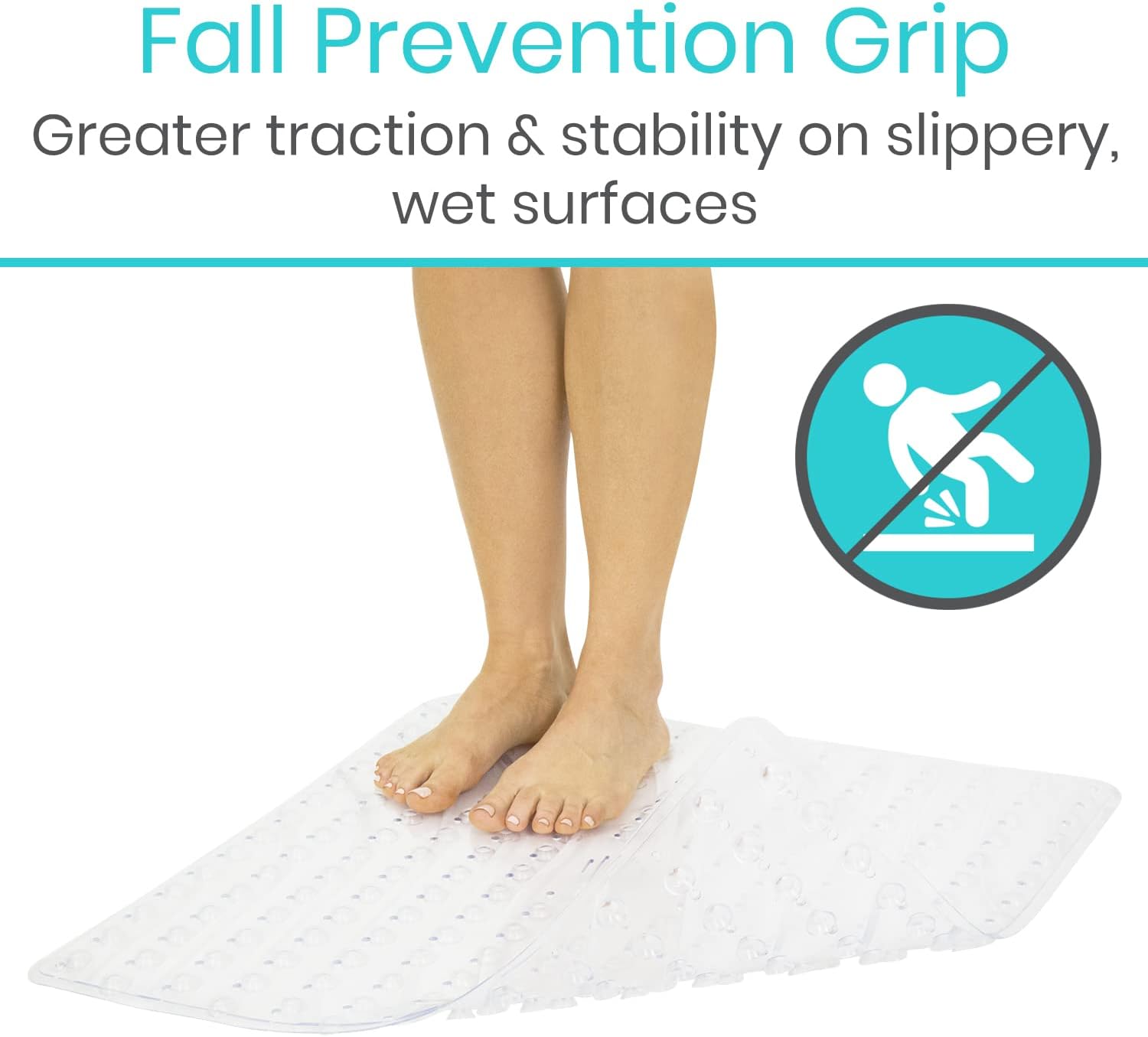 Vive Non-Slip Square Shower Mat with Suction Cups