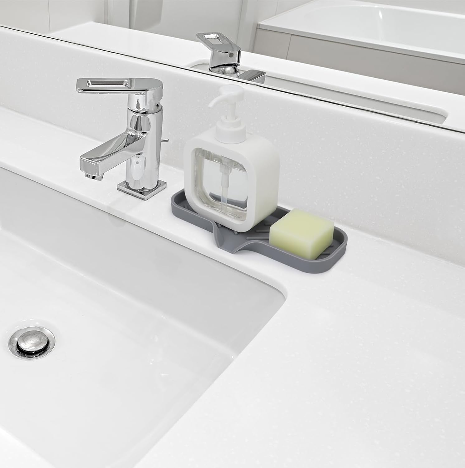 YASMEN Silicone Soap Dish with Drain Gray 9 x 315