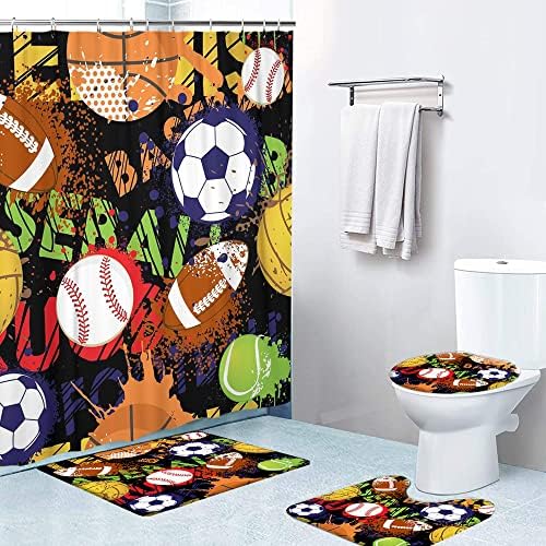 LOKMU 4 Pcs Sport Pattern Bathroom Set