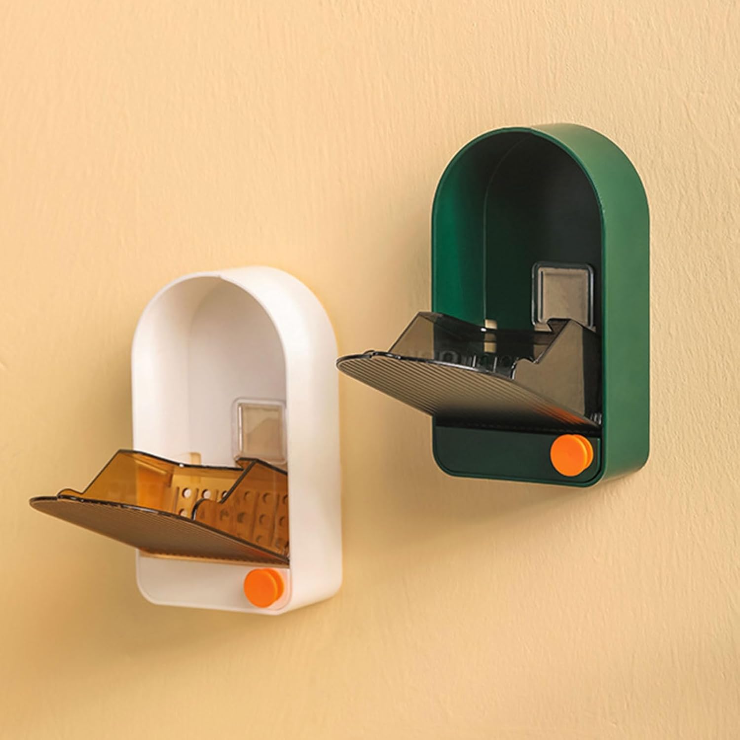 Wall Mounted Soap Box with Lid Hook and Drainage