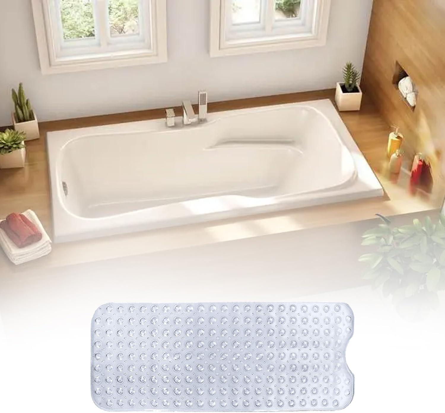 ABCISI Extra Large Non-Slip Bath Mat with Drain Holes