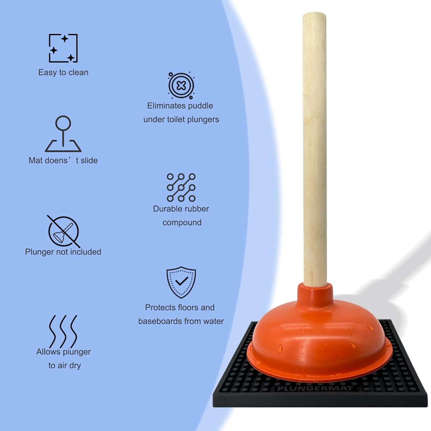 Alibazon Plunger Mat - Quick Drying Easy to Clean