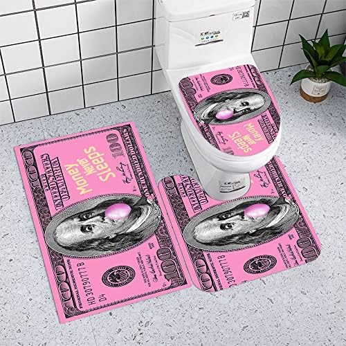 GUBIYU 4-Piece Pink Money Bathroom Set
