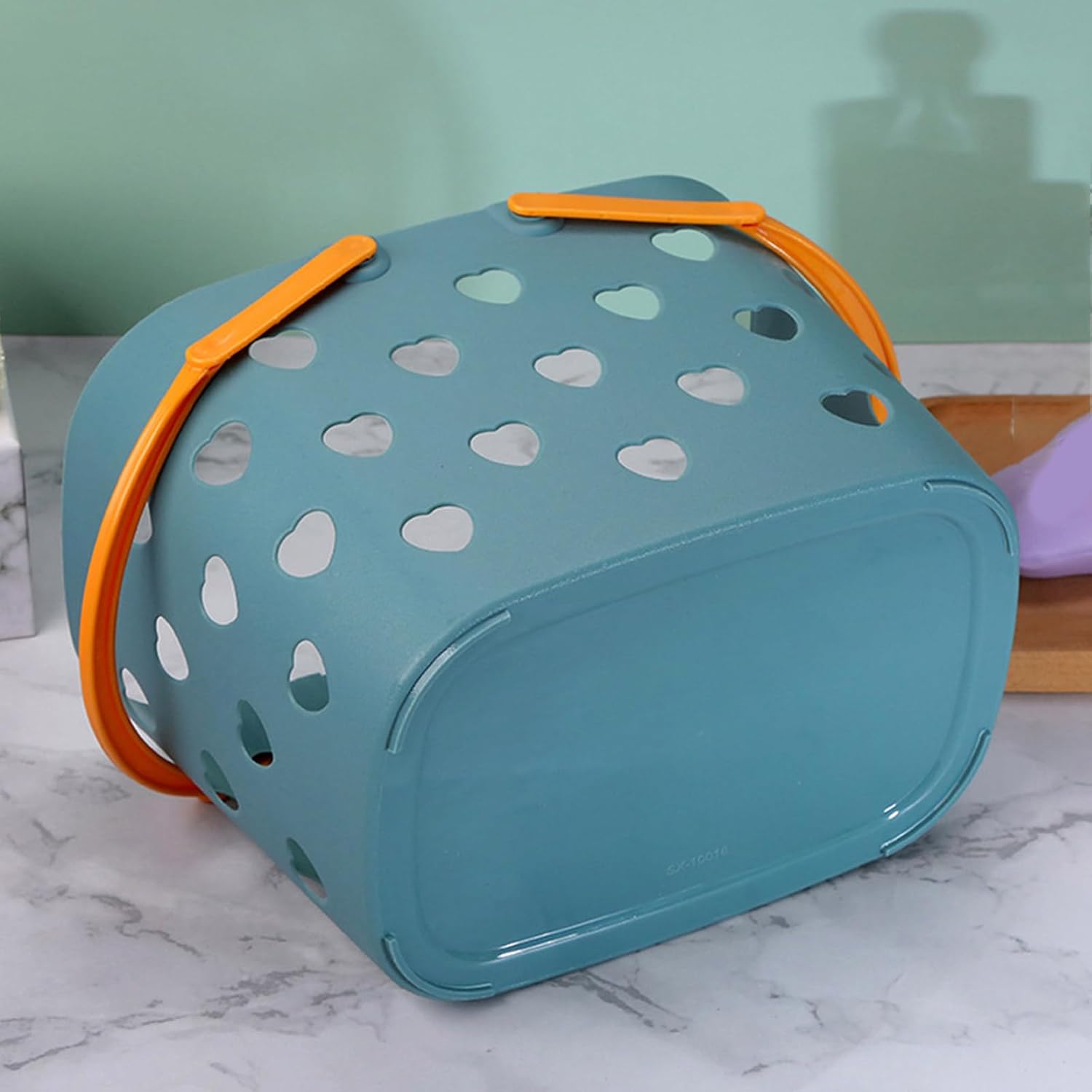 Pink Plastic Storage Basket with Handles and Holes 1