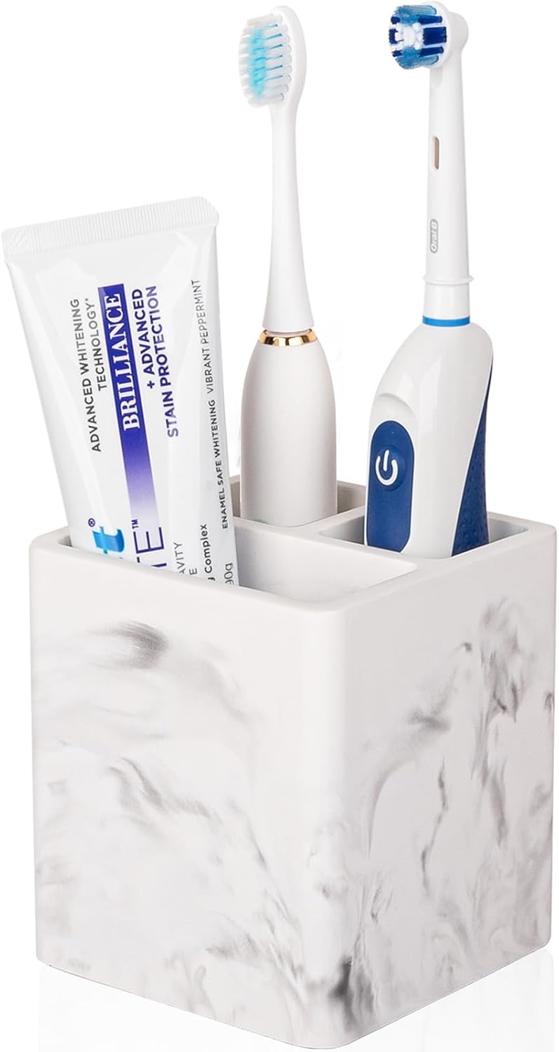 Heagoale Diatomite Toothbrush Holder 3 Slots Marble White 1