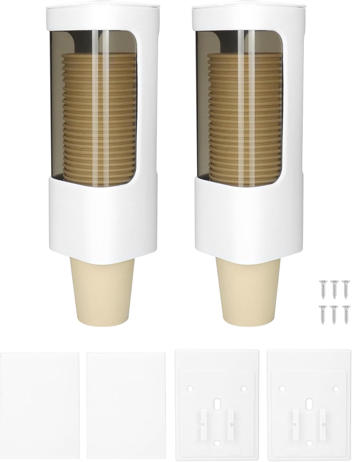 QWORK Wall Mount Paper Cup Dispenser 2 Pack 3-5oz