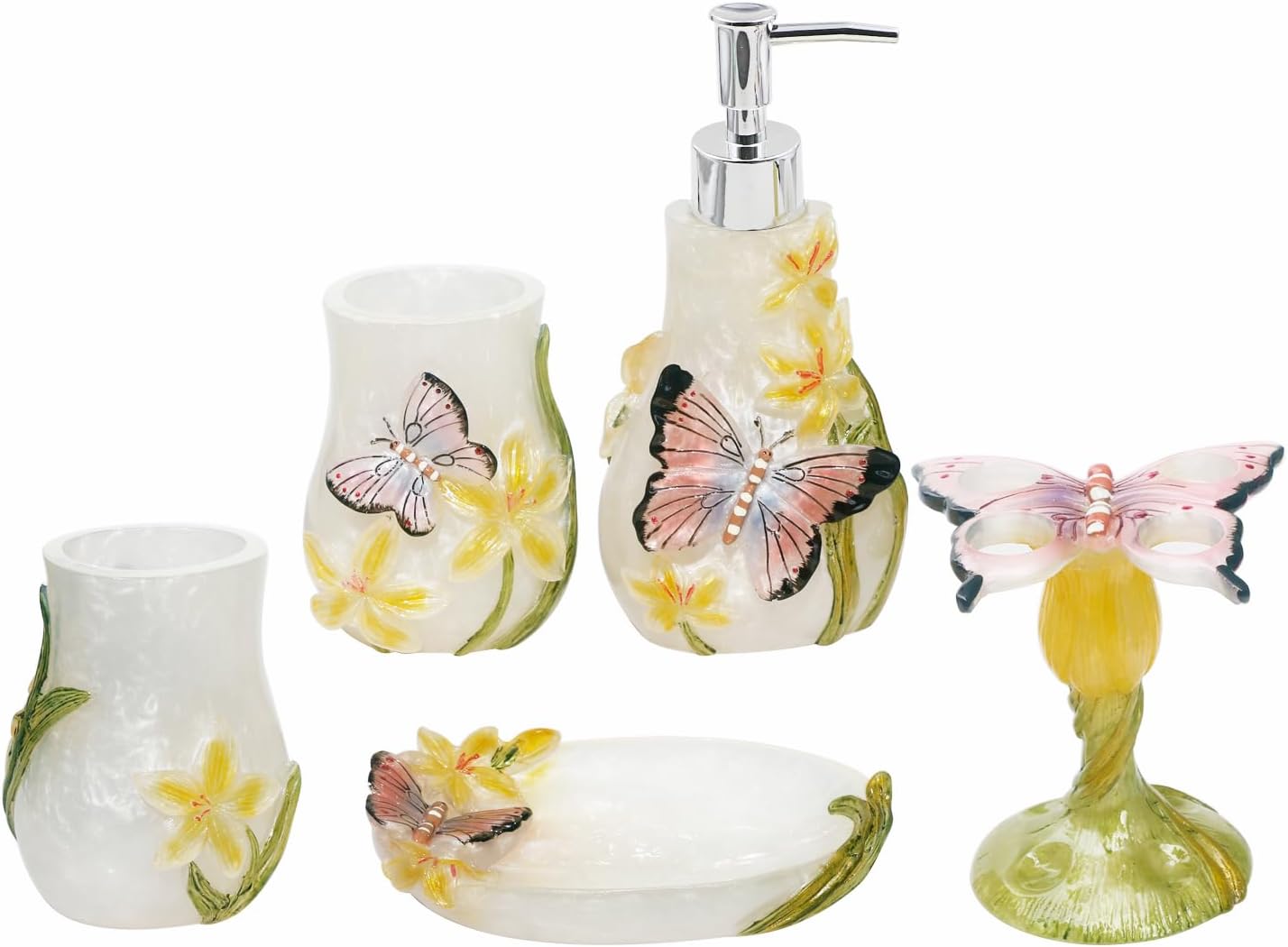 LUANT Butterfly Pattern Bathroom Vanity Set 5 Piece
