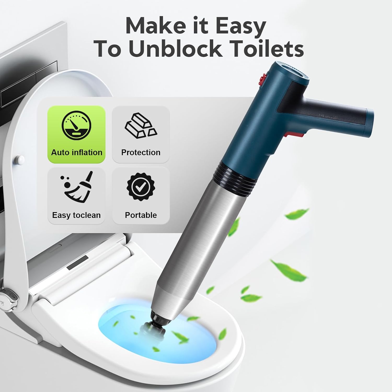 Powerful Electric Toilet Plunger - 5 Bar High Pressure