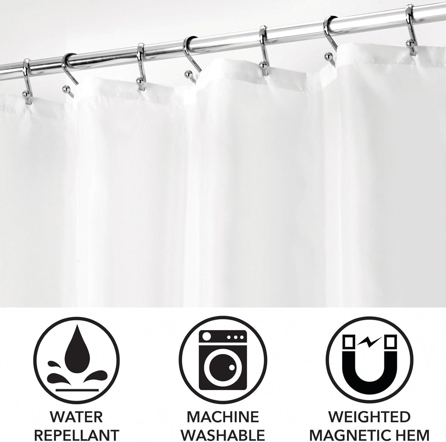 mDesign Heavy Duty Shower Curtain Liner - 72x72 White