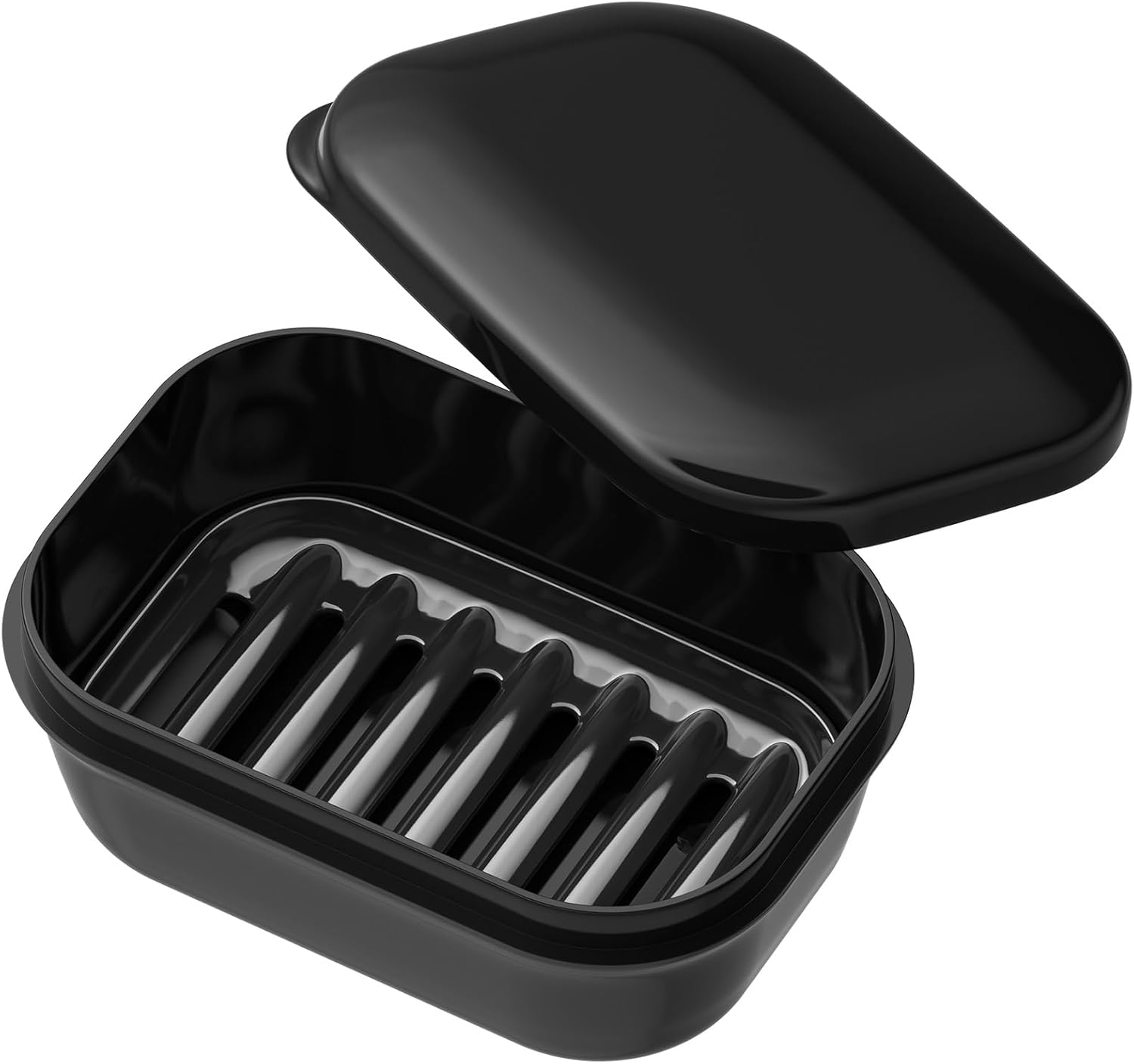 Quatish Leakproof Soap Dish with Lid Draining Layer 1