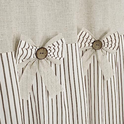 DOSLY IDES Linen Button Farmhouse Shower Curtain 72x72 in