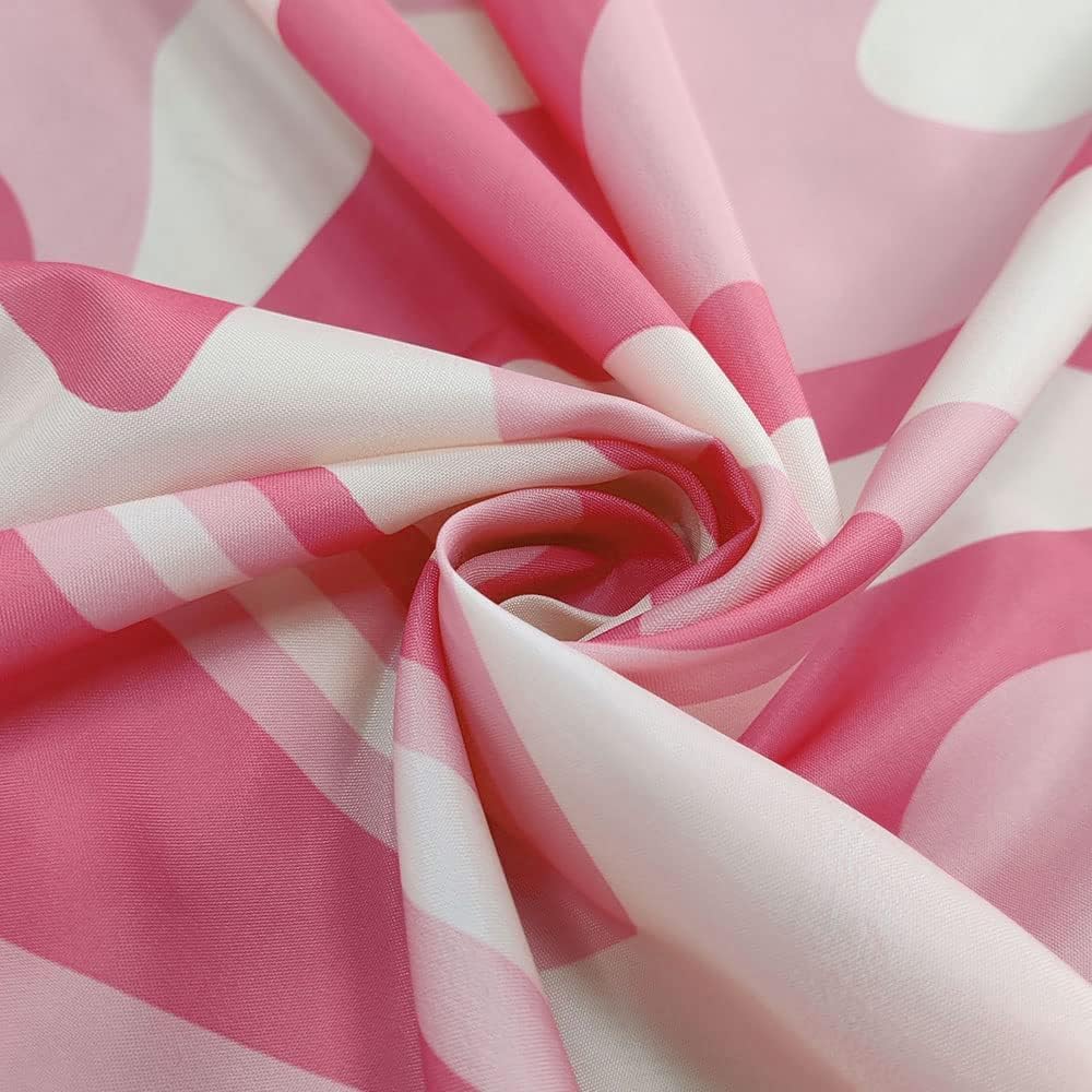 Dongbei Pink Boho Wavy Swirl Shower Curtain 69x75in