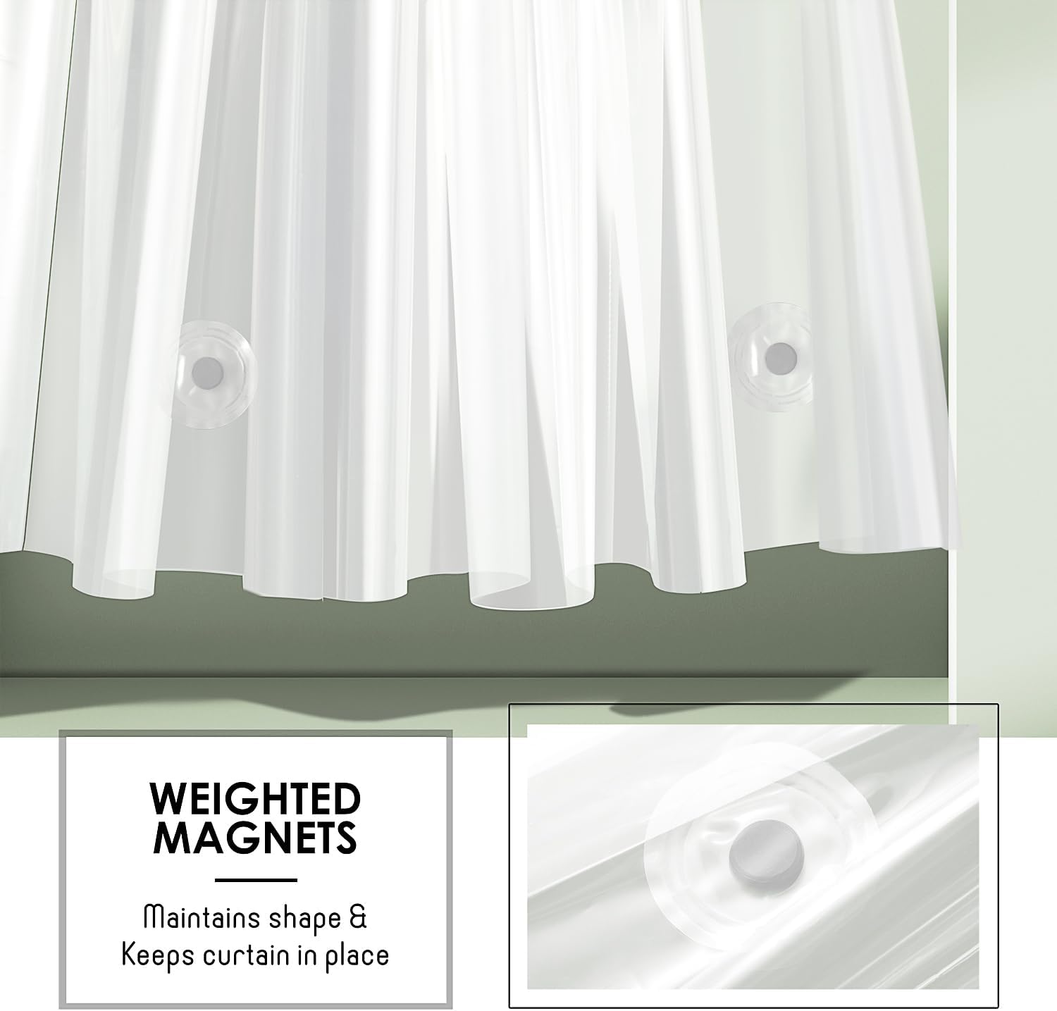 Clara Clark Frosted Shower Curtain Liner with Magnets