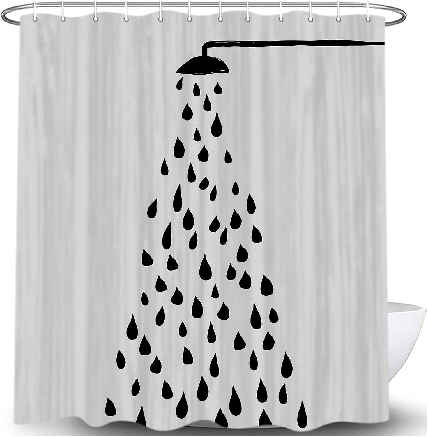 Ptrxobj Grey White Polka Dot Shower Curtain Set