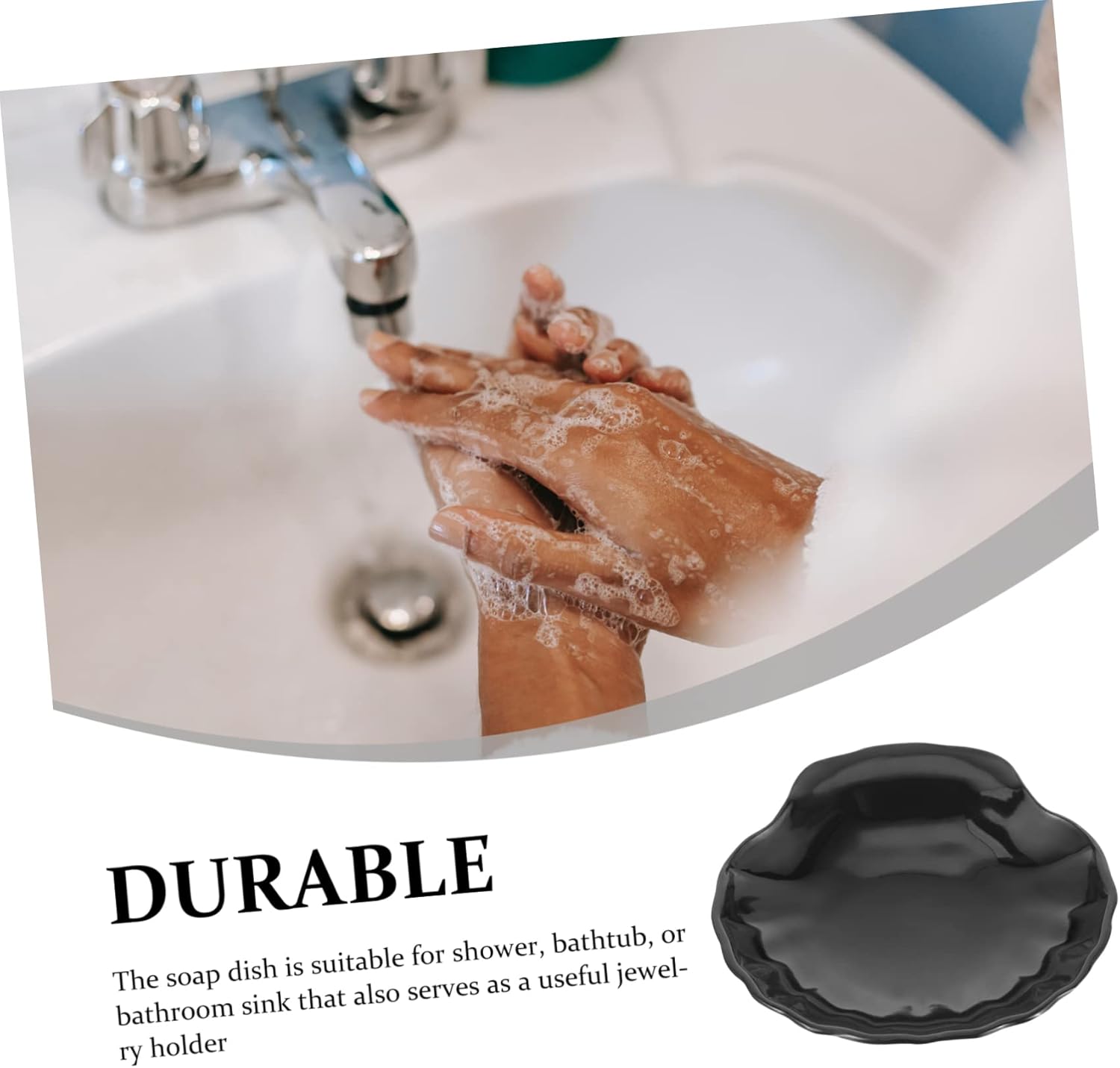 WESIEVYA Black Seashell Soap Holder for Bathroom
