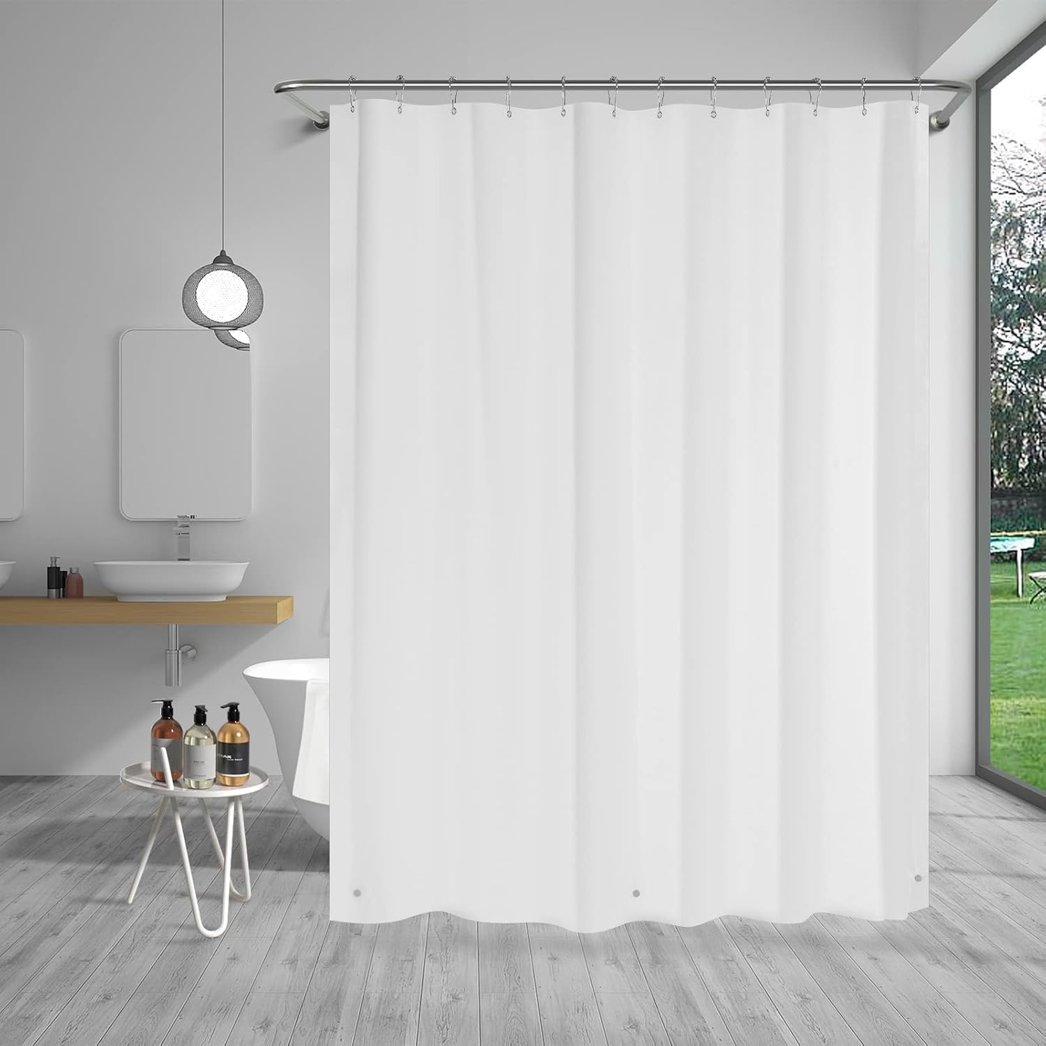 TIKABC 4G PEVA Shower Curtain Liner with 3 Magnetic Weights