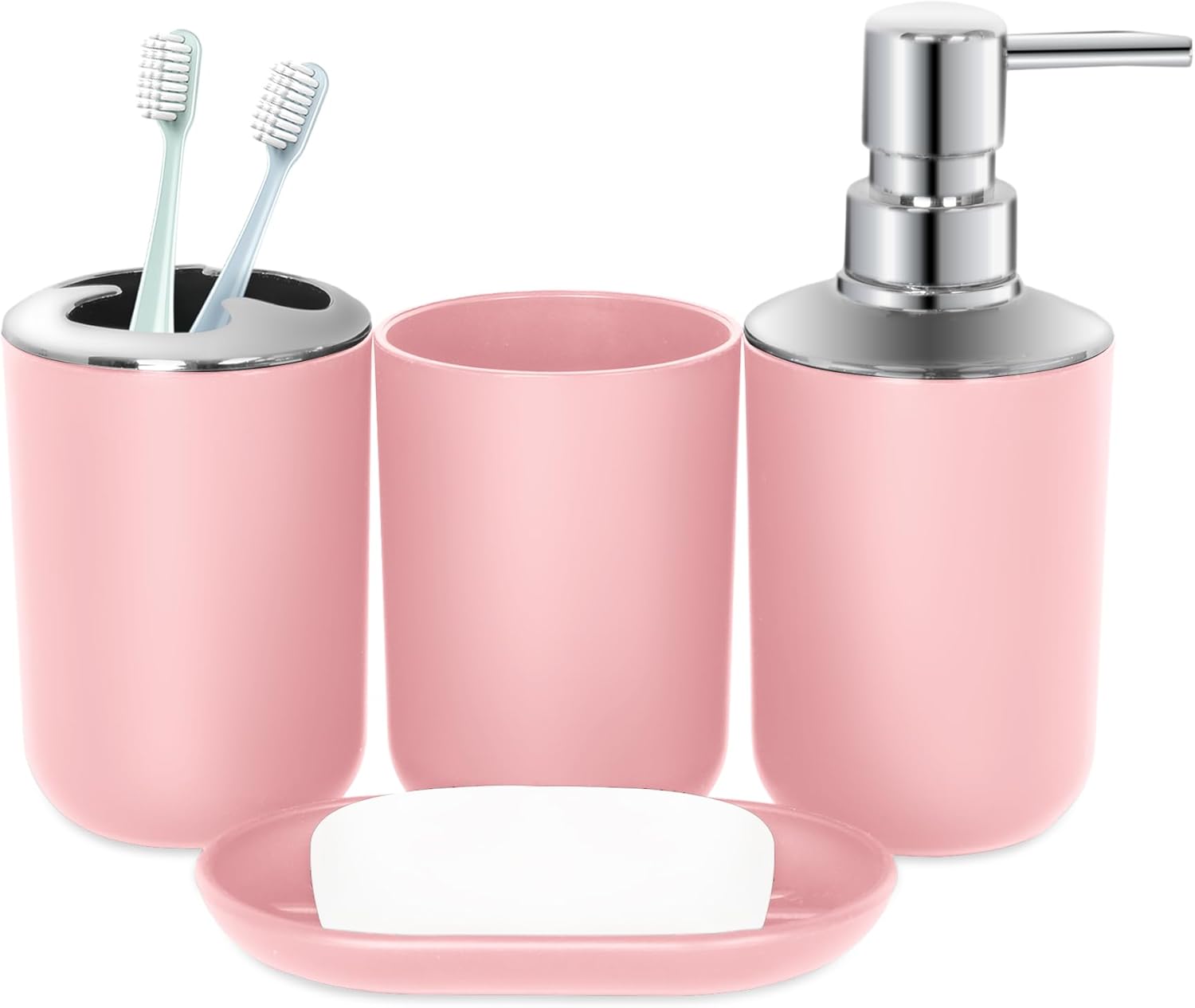 Pink Bathroom Accessories Set 4PCS Boho Decor
