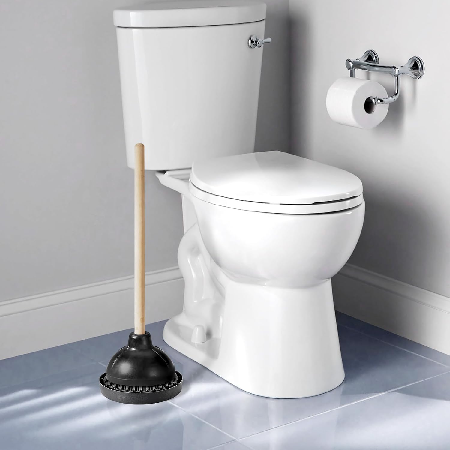 Dealsgogo 2pcs Plunger Tray Black - Plunger Mat Holder for Toilet
