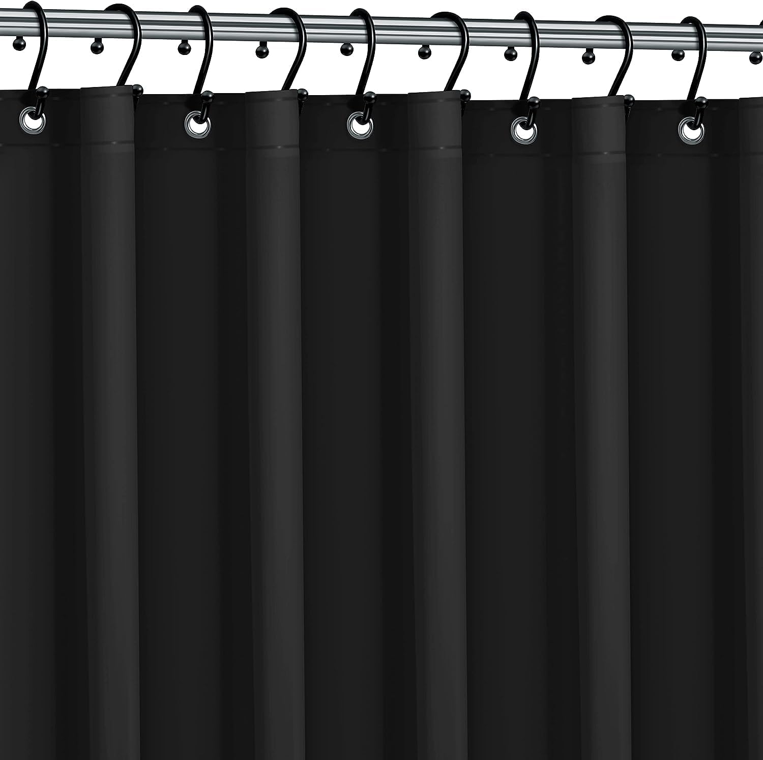 Dependable Industries Extra Long Magnetic Shower Curtain Liner Black 1