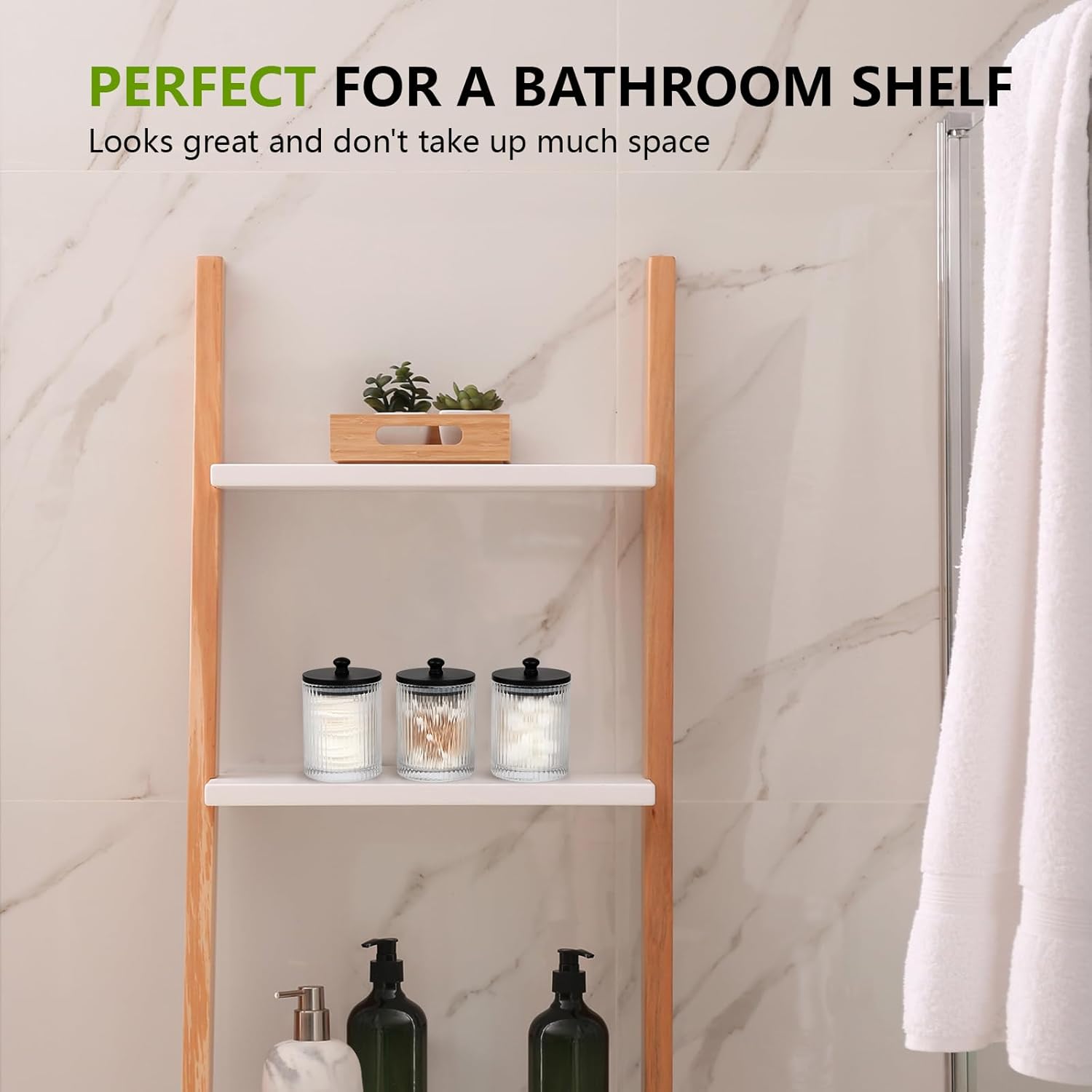 3 Pack Qtip Holder - Elegant Glass Bathroom Storage Set