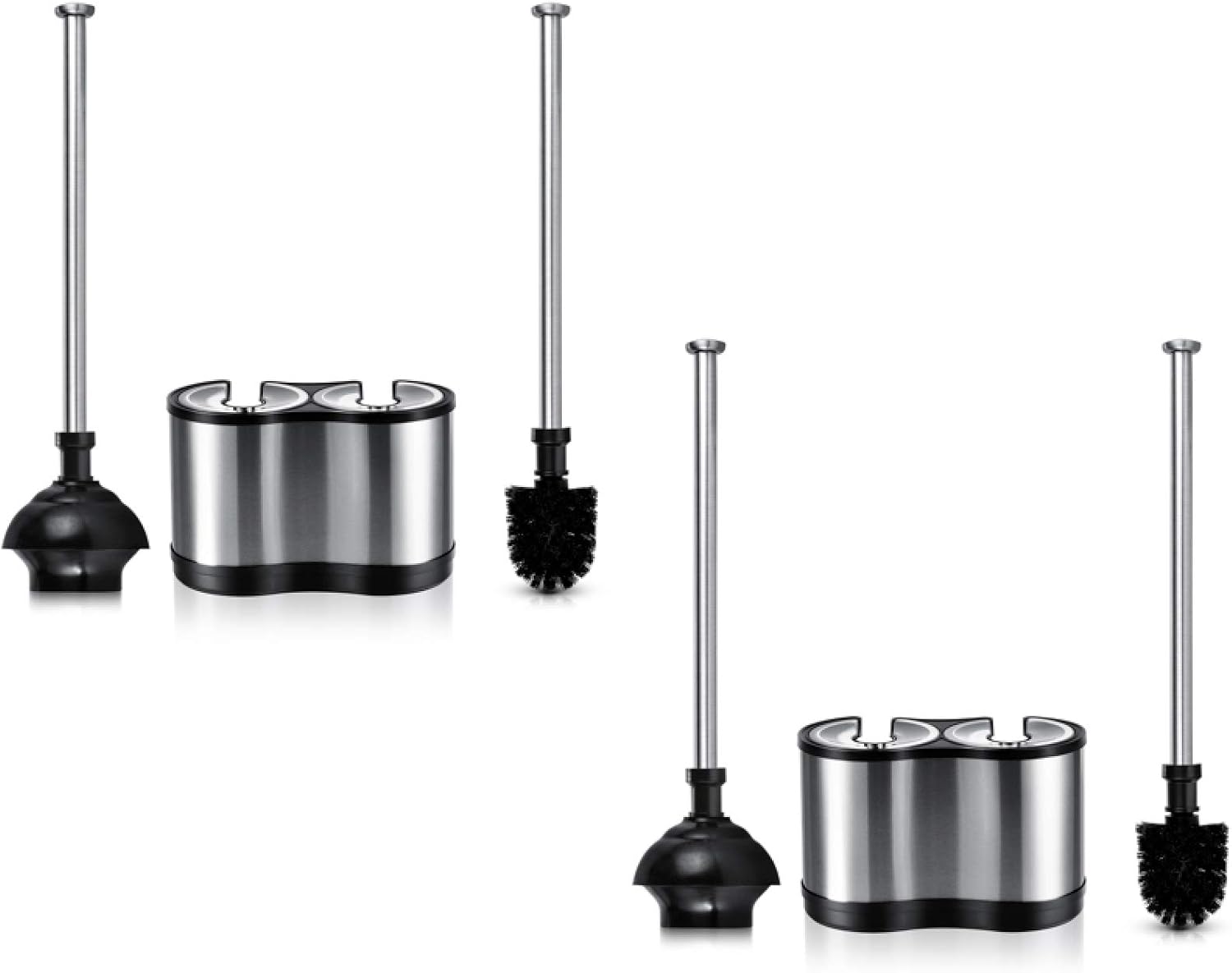 Modern Deluxe Freestanding Toilet Brush and Plunger Combo Set