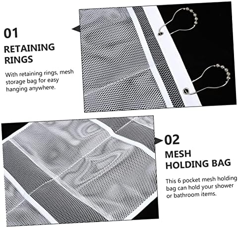 6 Pocket Mesh Bag Organizer Stainless Steel Hanging Shower Caddy