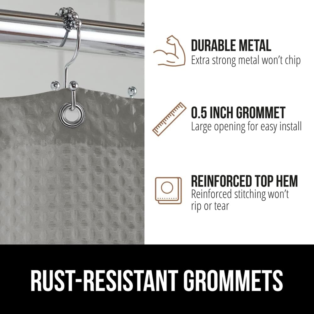 GORILLA GRIP Toilet Lid Cover Waffle Shower Curtain Bundle