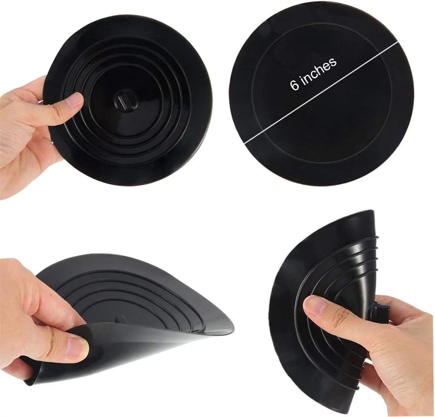 Silicone Tub Stopper with Strong Suction Black One Size