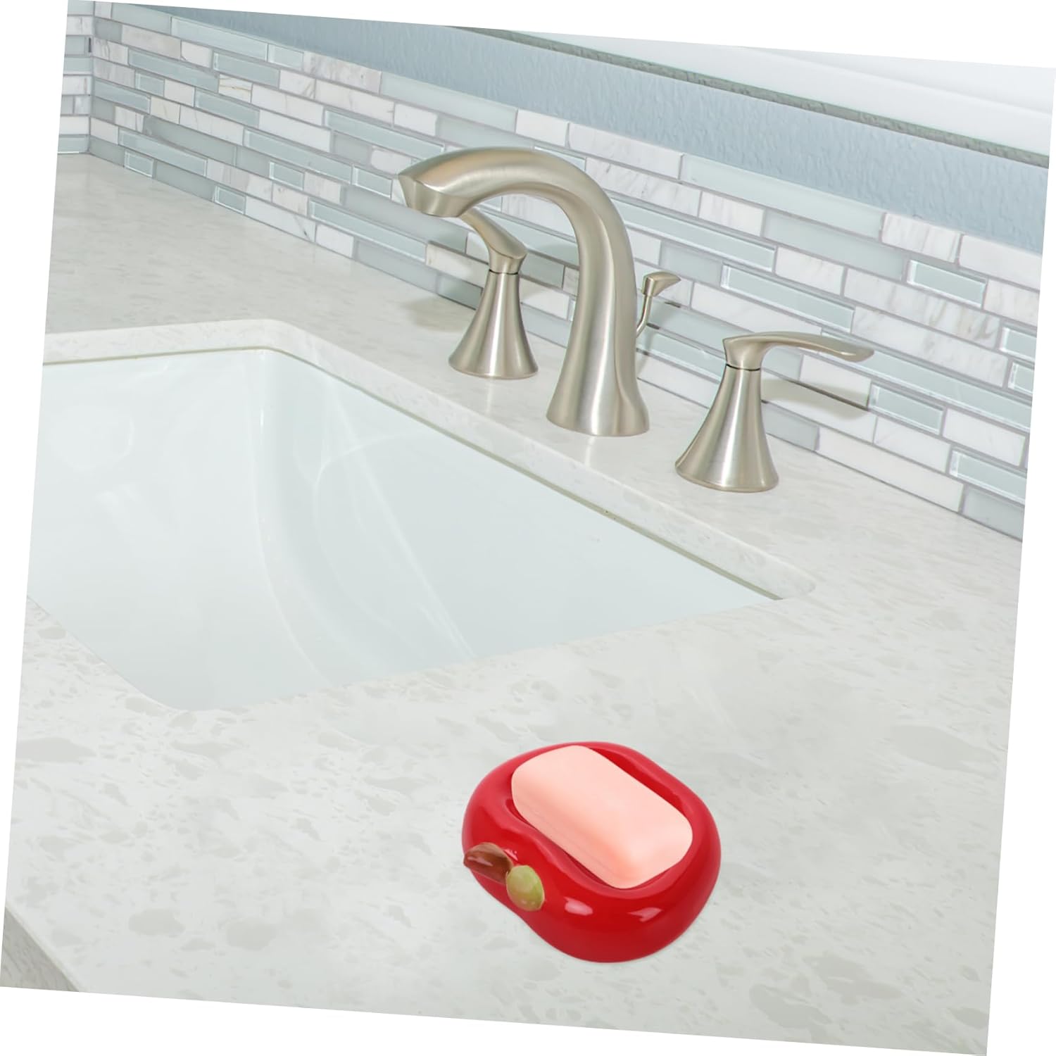 STOBAZA Apple Ceramic Soap Holder with Drainage